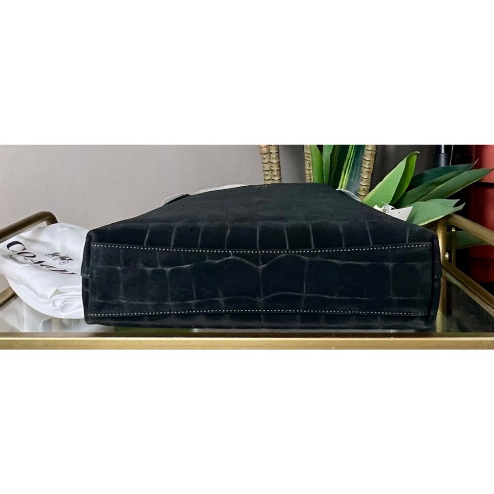 BEAUTIUL COACH Black Croc-Embossed Suede and leather Brooklyn 28 MSRP 395.00 - Picture 6 of 9
